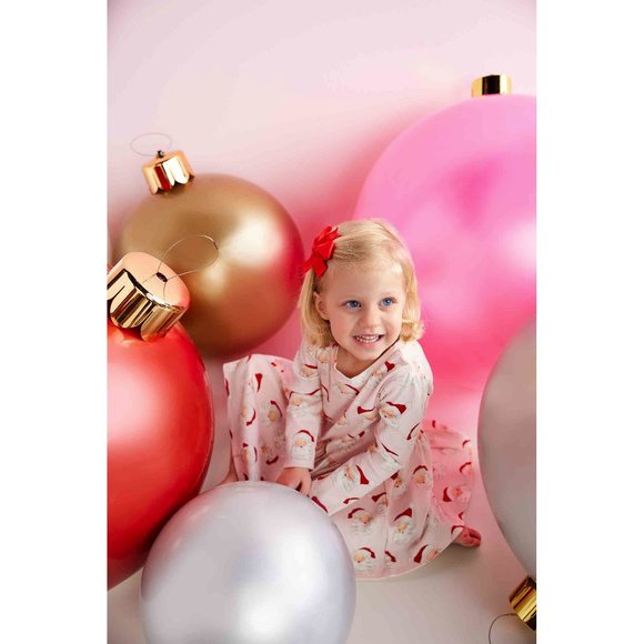 Mud Pie Little Girls' Holiday Christmas Pink Vintage Santa Dress - Picture 4 of 4